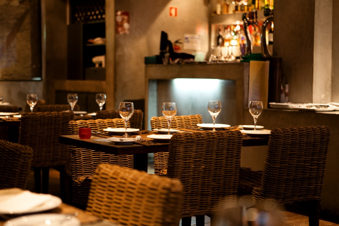 Fine table setting in gourmet restaurant